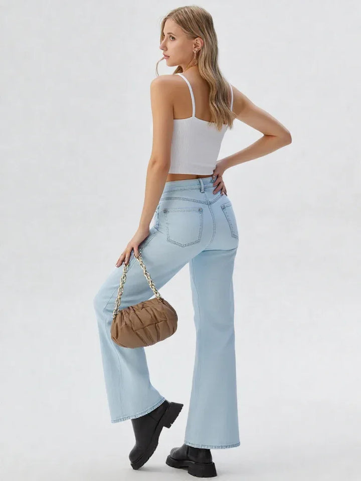 Women's Straight-Leg Jeans – Mid Rise, Water Wash, Full Length - Carter And Sage