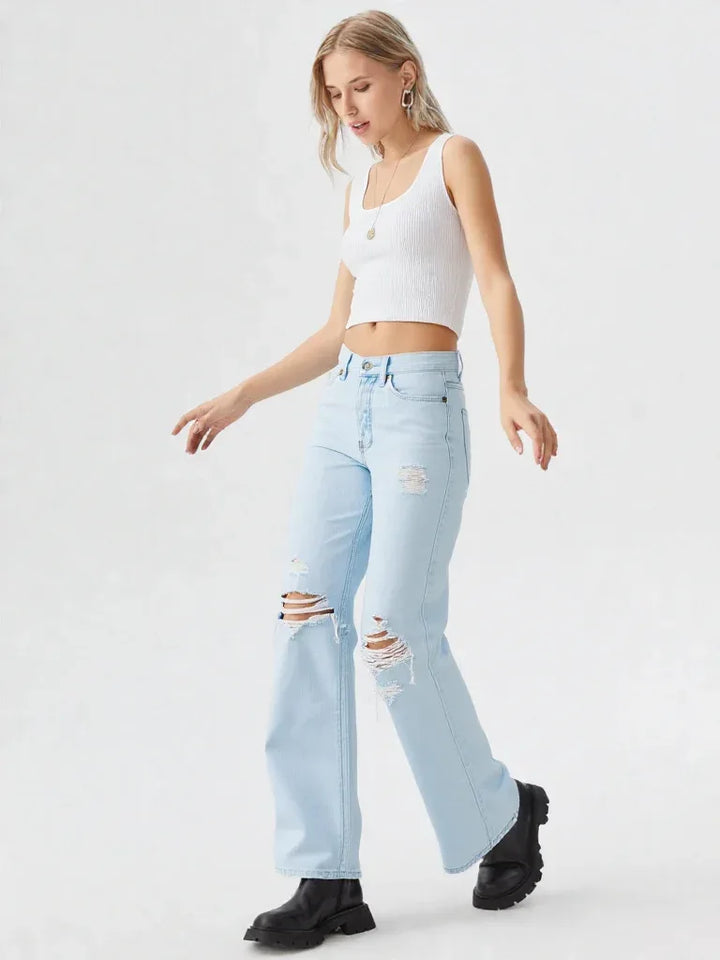 Women's Straight-Leg Jeans – Mid Rise, Water Wash, Full Length - Carter And Sage