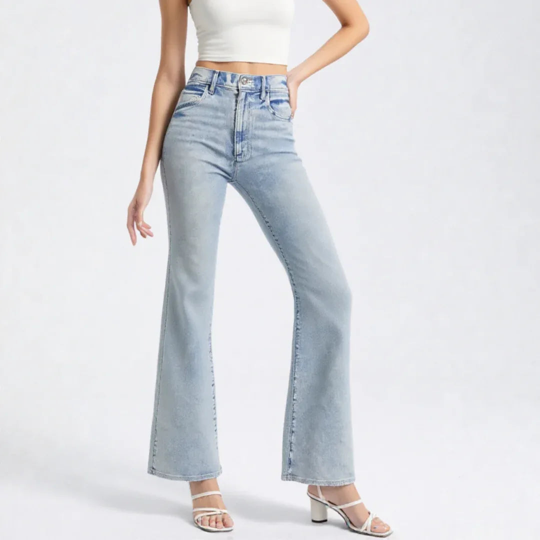 Women’s Wide Leg Jeans - High Rise Full Length - Stretch Fit - Carter And Sage