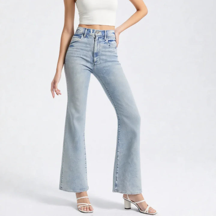 Women’s Wide Leg Jeans - High Rise Full Length - Stretch Fit - Carter And Sage