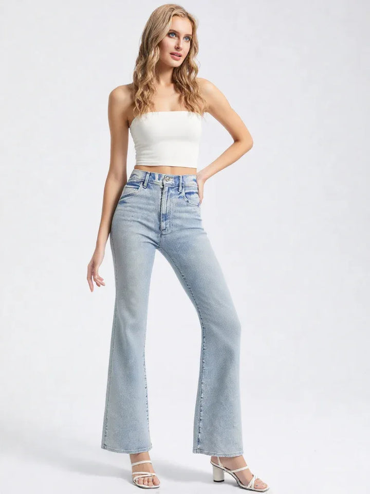 Women’s Wide Leg Jeans - High Rise Full Length - Stretch Fit - Carter And Sage