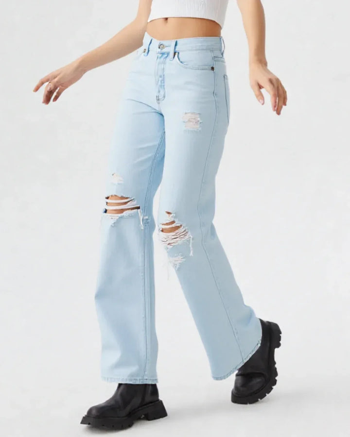 Women's Straight-Leg Jeans – Mid Rise, Water Wash, Full Length - Carter And Sage